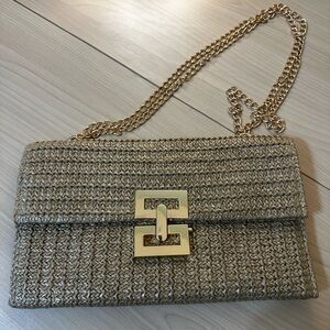 Gold Chain Strap Woven Bag